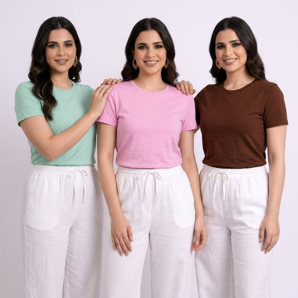 طقم بيزك توب نص كم ٣ قطع